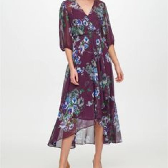 Calvin Klein Womens Dress Floral High-Low Midi Size 2 - Picture 2 of 10